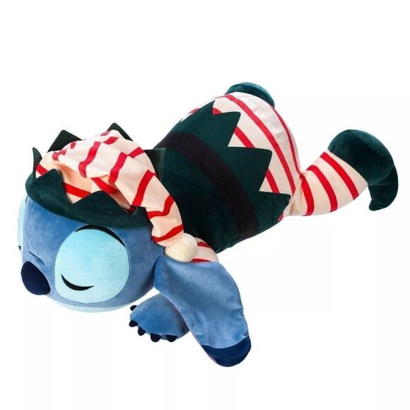 Cudleezz Stitch Disney Christmas Elf‎ Sleeping Plush Stripe 24" Large Soft - Picture 1 of 11
